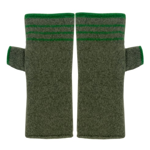 three striped gloves greyish green